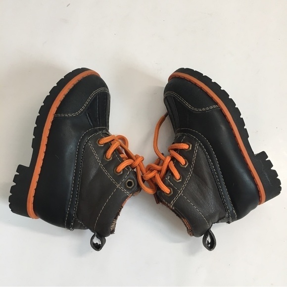 TKS George Baby Boy Brown Faux Leather Orange Lace Up Ankle Boots - Picture 11 of 14